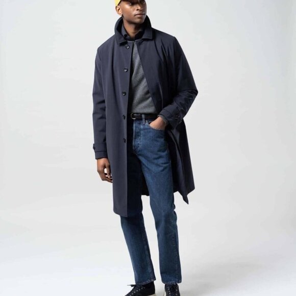 🛑 Uniqlo Navy Blue Blocktech Trench Coat - XS, fits oversized! - Picture 1 of 12